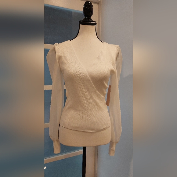 Crave Fame Tops - Crave Fame Elegant White Wrap Blouse